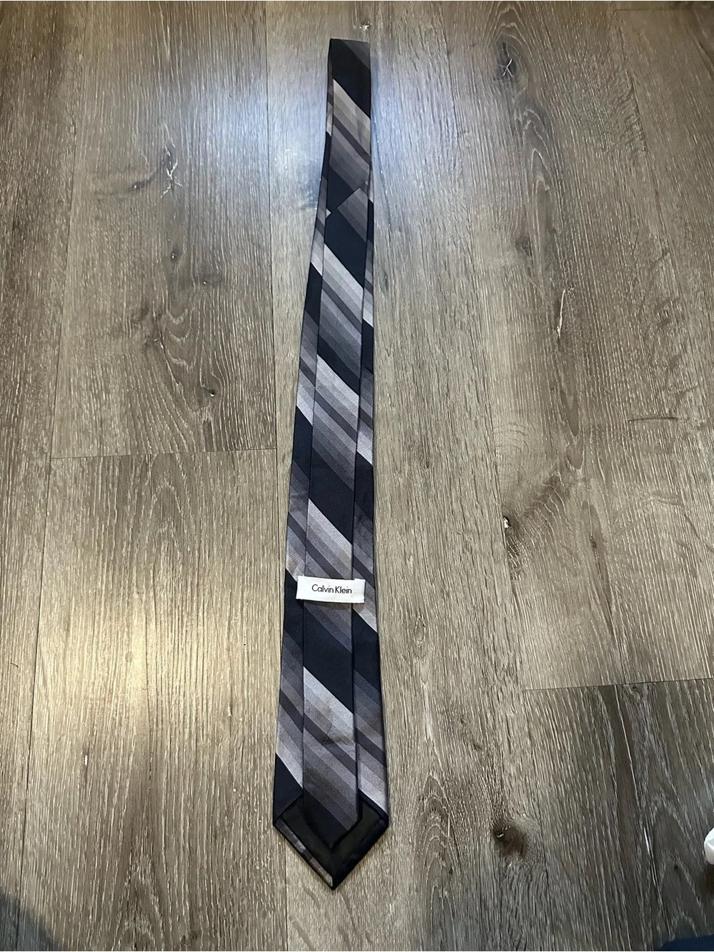 Calvin Klein Diagonal Stripe Tie in Black and Gray